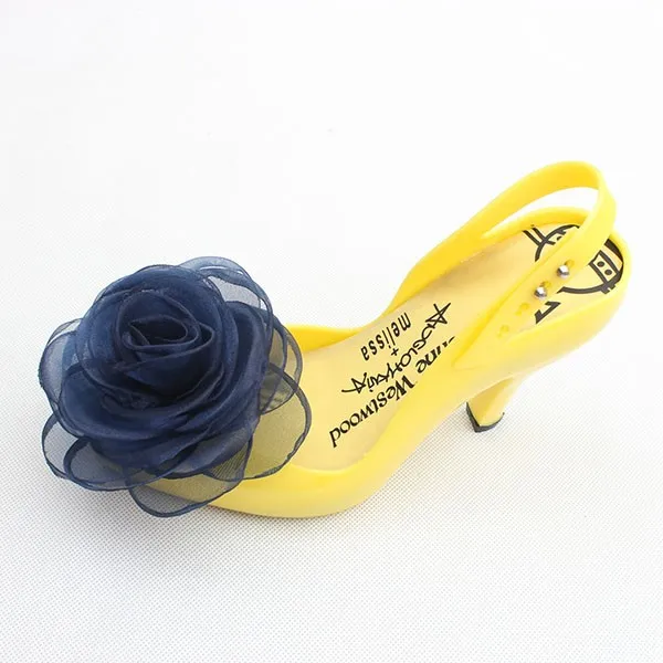 Женские туфли-лодочки на высоком каблуке с открытым носком, украшенные шелковыми цветами; босоножки на пятке; прозрачная обувь; пикантные летние туфли; 11 цветов; A1586