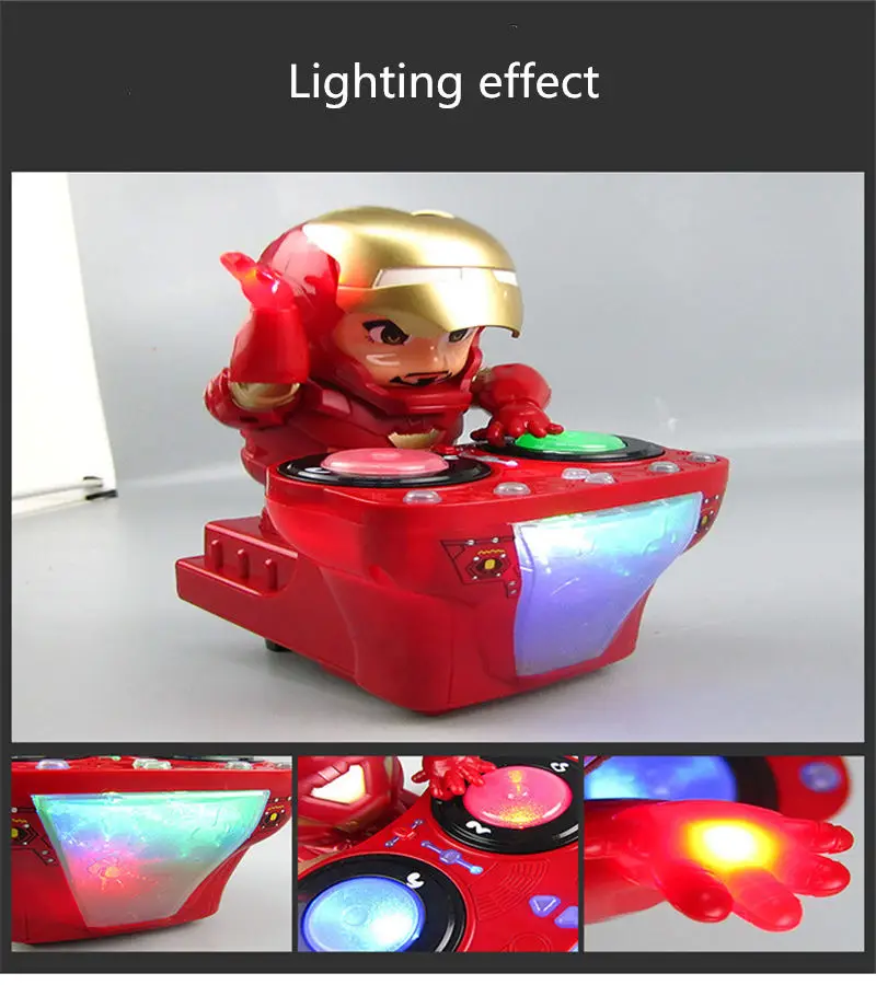 Новинка игрушка Rock Bobot диджейский Железный человек с фонариком музыкальный диск