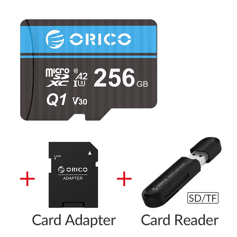 ORICO карта памяти Micro TF/SD, 256 ГБ, 128 ГБ, 64 ГБ, 32 ГБ, MicroSD, Макс. 80 м/с, класс 10, Мини карта TF с адаптером для sd-карт - Емкость: MSQ1-256GB-CRS21