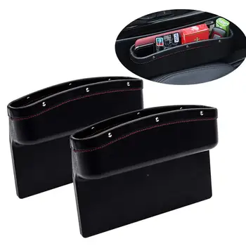 

M&C 1PC Car Seat Leather Side Pocket Organizer Auto Seat Crevice Storage Box For Phone Key Card Coin Car Interior Accessoies