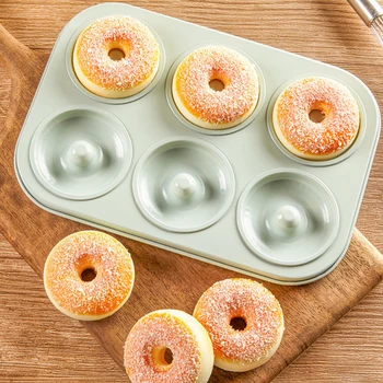 

6-connected Silicone Donut Mold Non-stick Donut Baking Pan Kitchen Decoration Tools Baking Tray Biscuit Bagels Muffins Maker