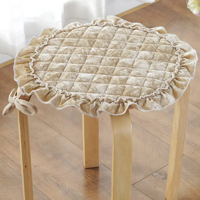 Beige Anti-slip Fluffy Round Seat Cushions Comfortable Home Office Decor Chair Cushion Super Soft Winter Dinning Stool Cushion 5 Sizes - Цвет: Beige