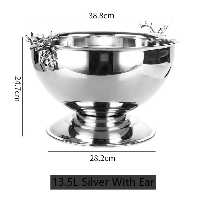 13.5L Stainless Steel Ice Bucket Deer Head Wine Champagne Bow Tube Champagne Barrel Ice Wine Barrel Bar Tool