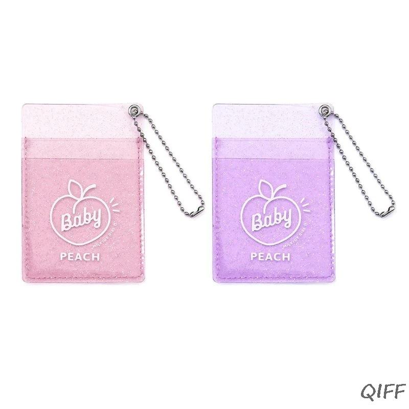 

Transparent Stars Girls Student Bus Bank Card Bag Letter Peach Key Holder Fashion Cards Case