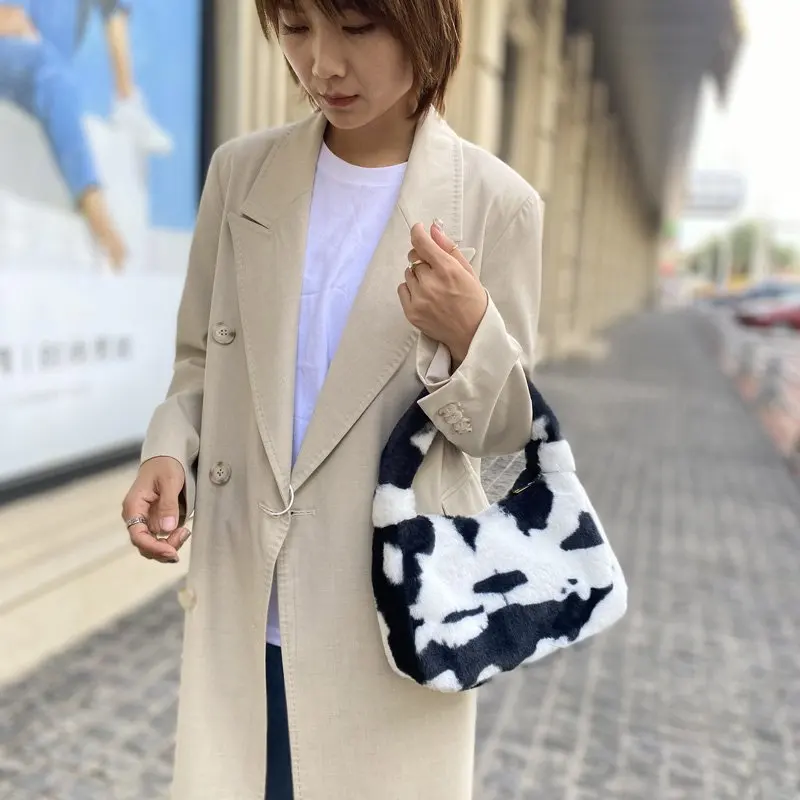 Женская зимняя сумка на плечо Litthing меховая плюшевая женская Леопардовый