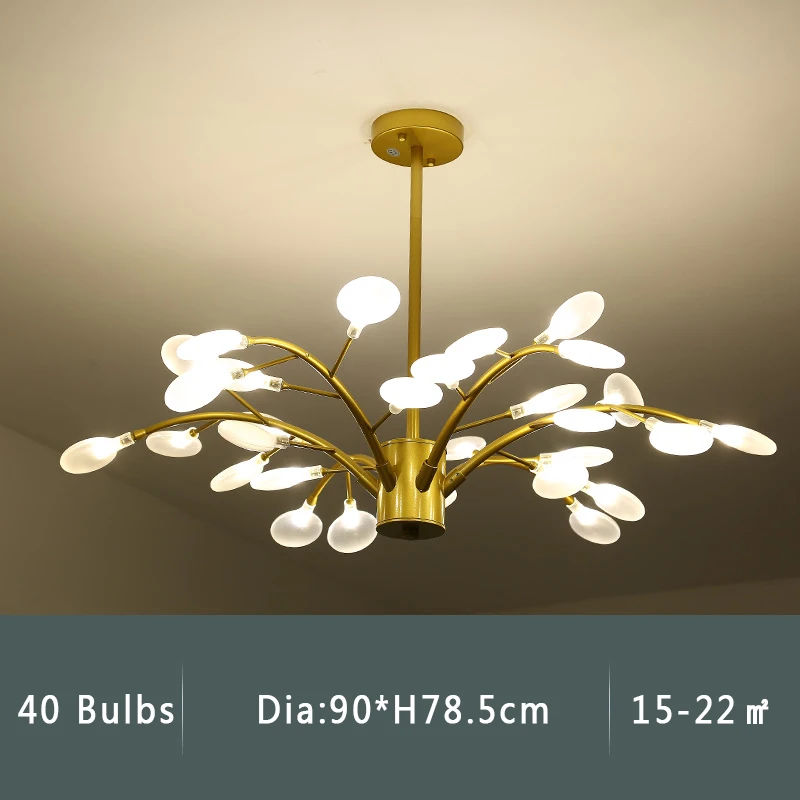 40 bulbs gold Золотисто-черная готовая металлическая+ акриловая современная люстра для гостиной, столовой, светодиодная люстра, осветительная арматура, Подвесная лампа - Цвет абажура: 40 bulbs gold