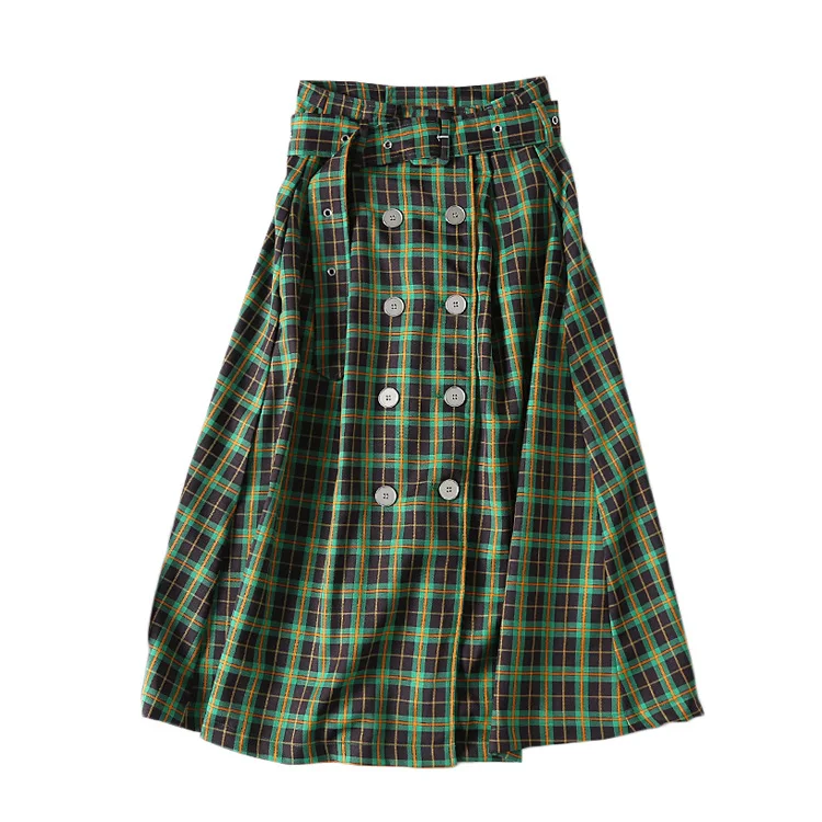 

A Generation of French Elegant Pattern High-waisted Long Double Breasted Skirt Entity