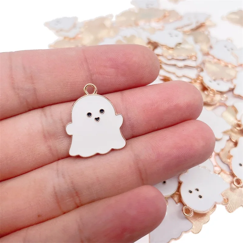 20 Teile/satz Cartoon Lustige Geist Tropft Öl Legierung Charme Goldene Emaille Halloween Anhänger DIY Schmuck Machen Zubehör Großhandel