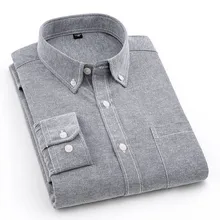 

Mens Long Sleeve Shirt Solid Oxford Dress Shirt with Left Chest Pocket Male Casual Regular-fit Tops Button Down Shirts White