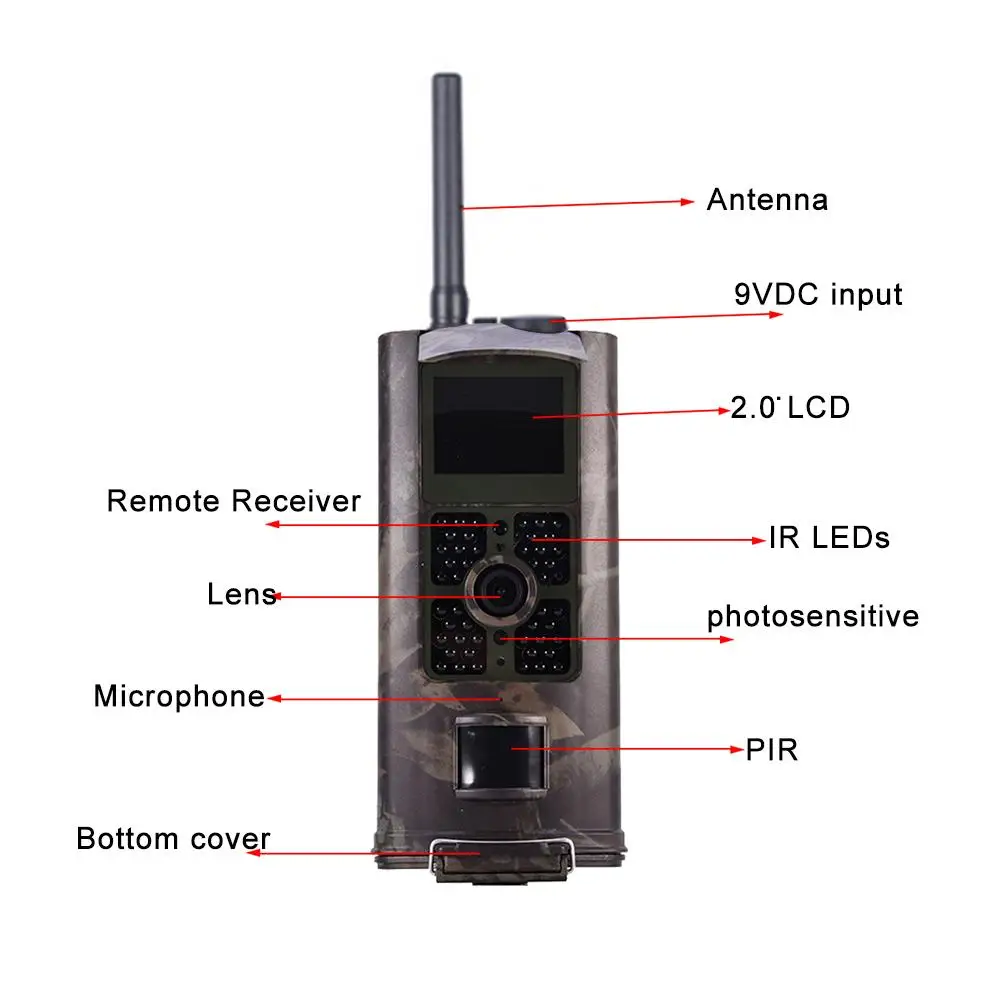 Сотовая охотничья камера 2G GSM фотоловушка с антенной SMTP Trail камера Мобильная 16MP ночного видения беспроводная камера наблюдения дикой