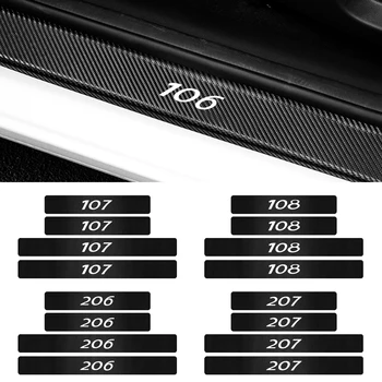 

Car 4pcs Door Sill Scuff Plate Guards Carbon Fiber Door Threshold Sticker for Peugeot 206 207 208 306 307 308 407 408 508 2008