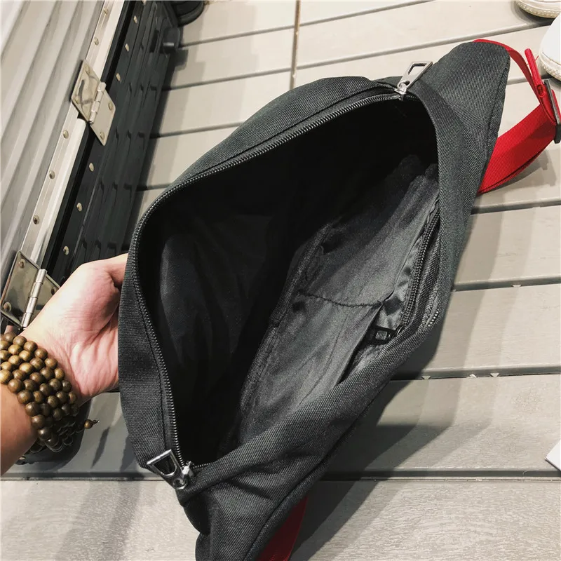 Summer Street Fanny Pack for Men Hip Hop Streetwear Chest Bag Large Capacity Travel Banana Bag Crossbody Oxford Cloth Bum Pack
