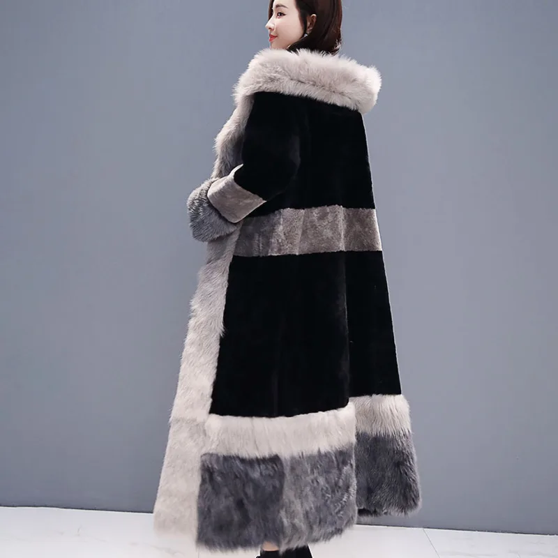 DEAT, осень и зима, новые продукты, модная овечья шерсть, Длинная часть меха, утепленное хлопковое пальто для женщин PB473