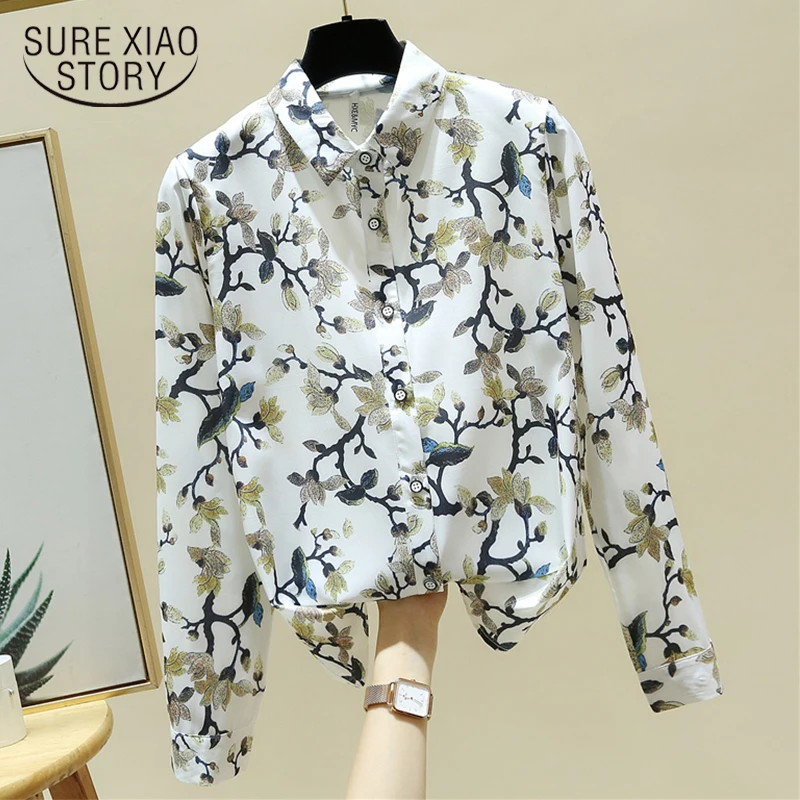 

New Fashion Vintage Chiffon Blouse Women 2021 Plus Size Blouses Women Casual Cardigan Printed Long Sleeve Shirt Women Tops 11511