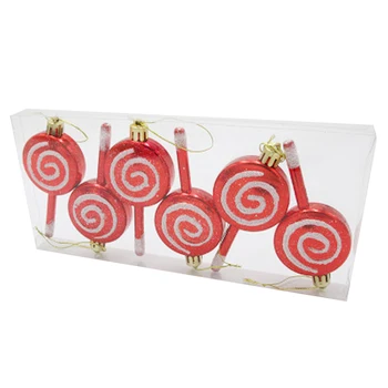 

6pcs Xmas Lollipop Pendant Adorable Candy Shape Christmas Tree Hanging Decor for Home New Year Wedding Party Supplies