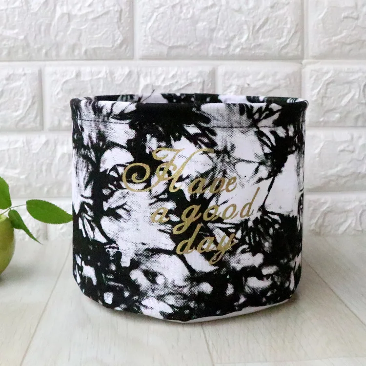 DIY Настольная корзина для хранения всякой всячины Нижнее белье коробка для хранения игрушек косметический ящик для хранения книг канцелярский контейнер корзина для белья - Цвет: Black dot flower