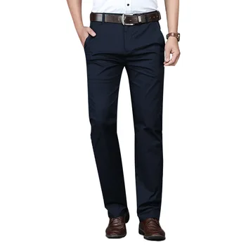 

Large size Men's pants Summer Business men formal suit pants stretch Men loose straight trousers 28~38 blue and black color