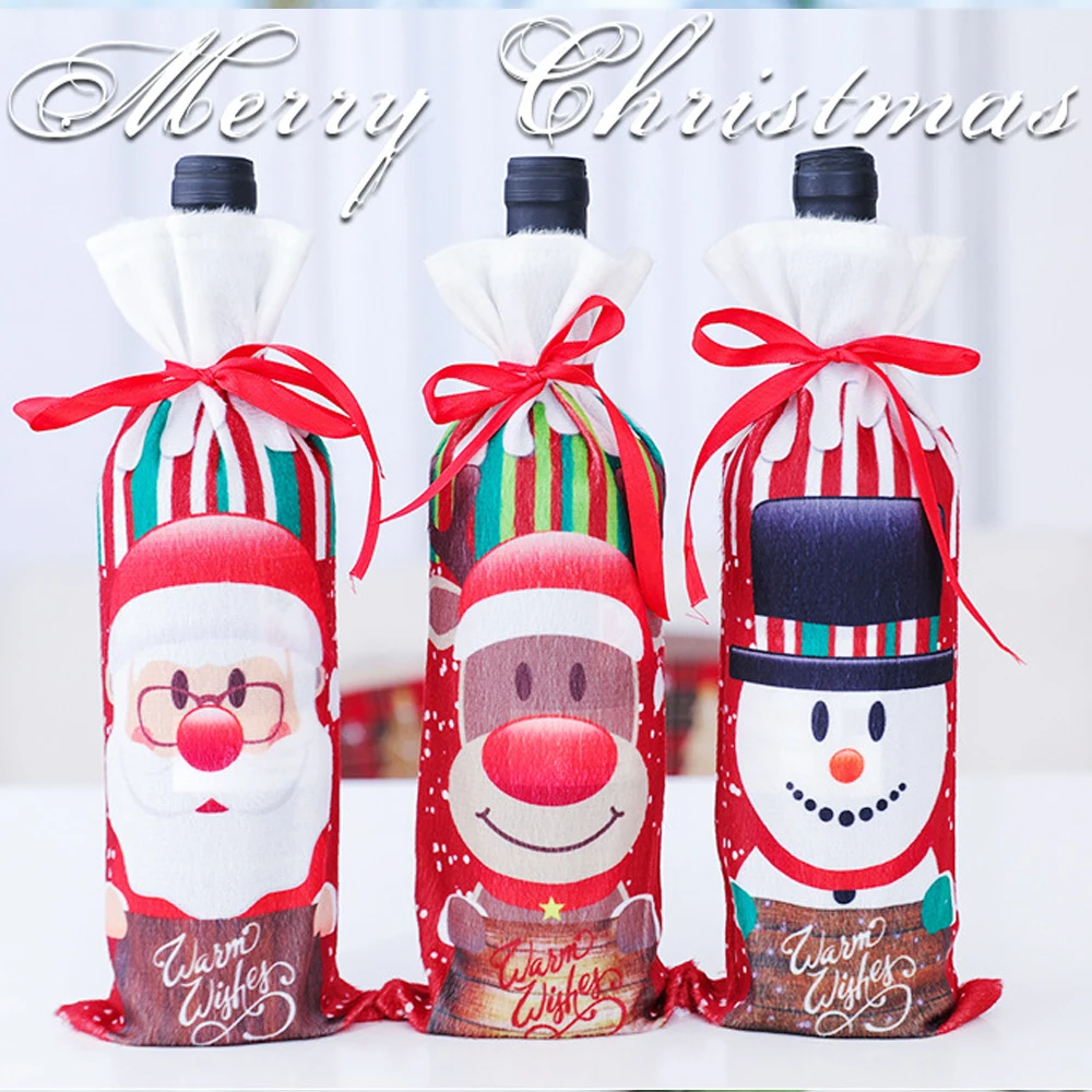 44 стиль Рождественская крышка для бутылки с красным вином сумки для домашнего украшения сумки для хранения Рождественский подарок покрытие для бутылки в виде Санта-Клауса Прямая поставка
