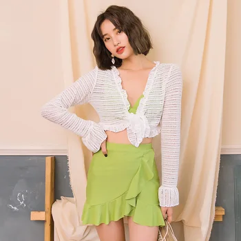 

Swimwear Woman Swimsuit With Shorts For Women Female 2019 Bikinis Korean Sexy Girl New Ins Plaid Polyester Fmzxg Push Up 2018