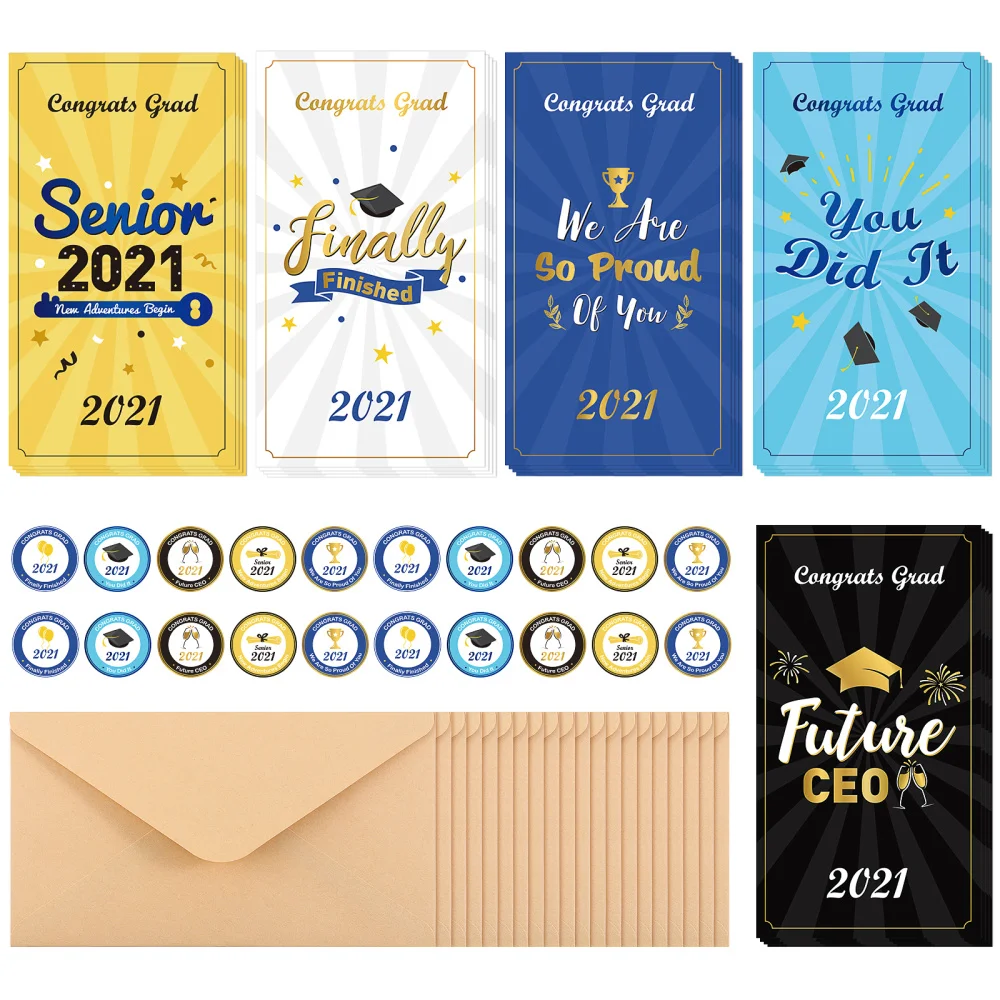 PRETYZOOM 20pcs 2021 Congrats Grad Cards Graduation Greeting Cards with  Stickers Envelopes Graduation Supplies|Cards & Invitations| - AliExpress