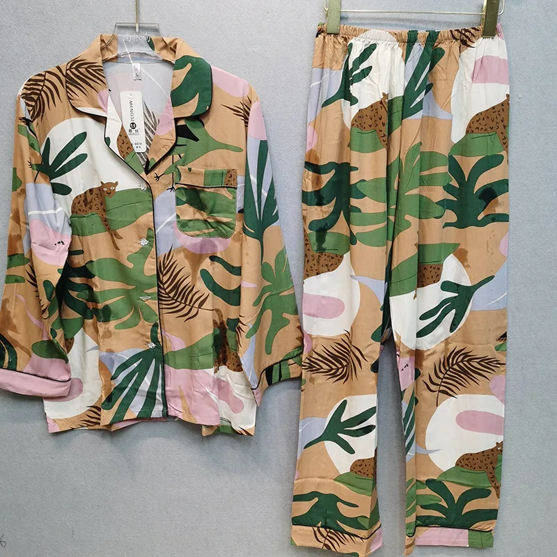 Sanderala Sexy Women Cotton Pajama Sets Lingerie Colorful Soft Print Female Underwear Nightgown Home Wear Kawaii Pajama