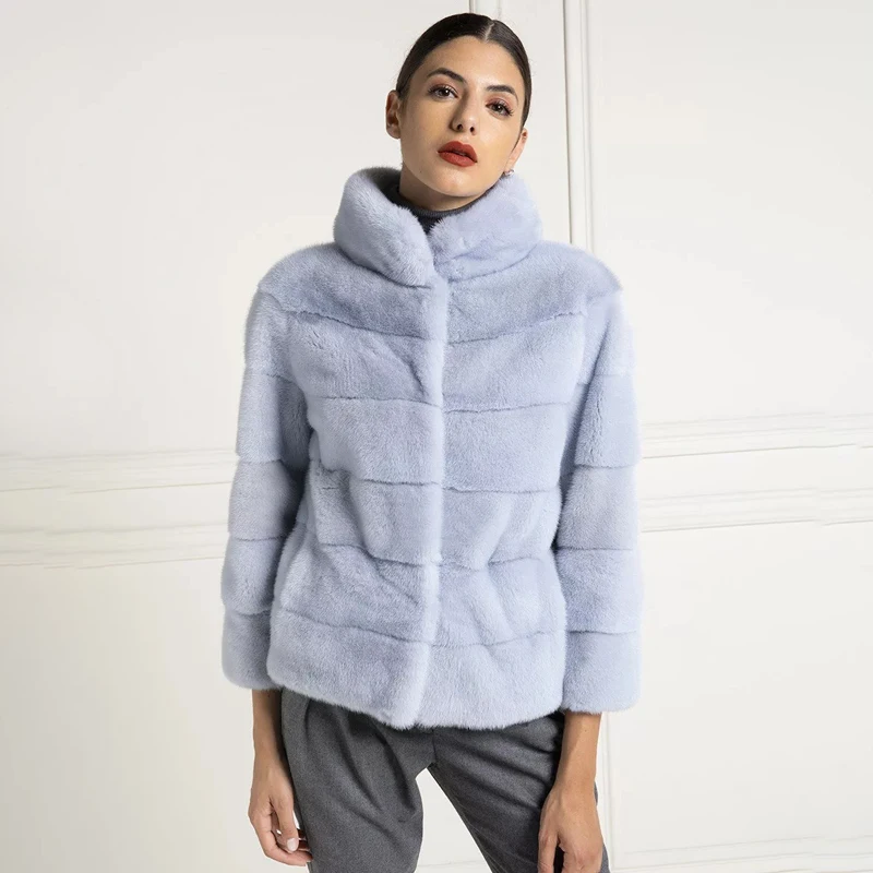 Новое поступление, настоящая норка, пальто для женщин, роскошная Толстая теплая куртка из натуральной кожи с натуральным мехом, верхняя одежда - Цвет: MC194