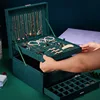 Premium 3-Layer Flannel Jewelry Organizer Box Necklaces Earrings Rings Storage Case Large Capacity With Lock for Women ► Photo 1/6