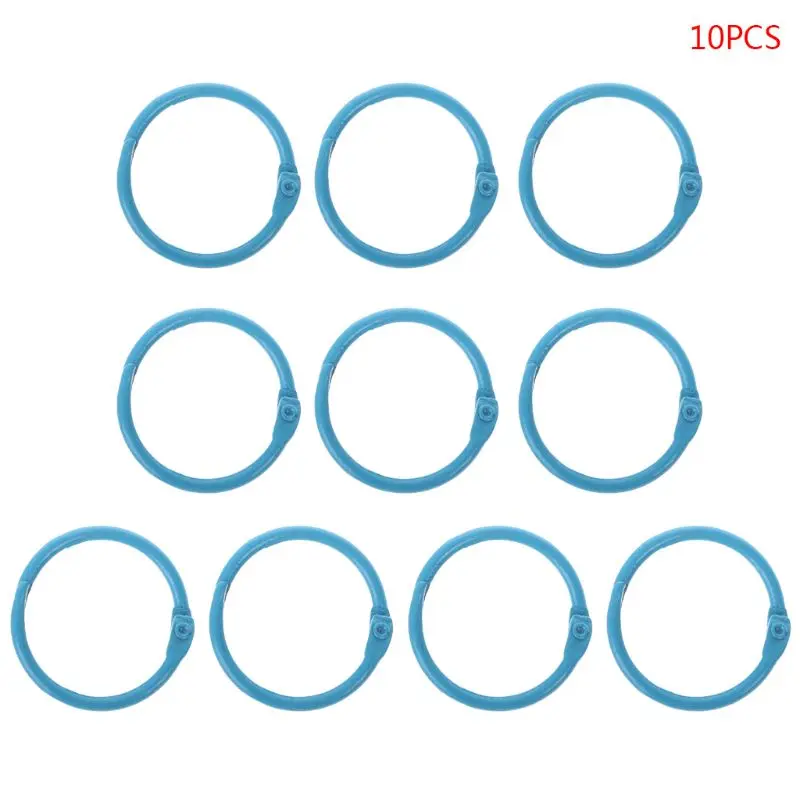 10pcs Metal Loose Leaf Binder Ring Book Hoops DIY Albums School Office Supplies Craft W91A - Цвет: BL