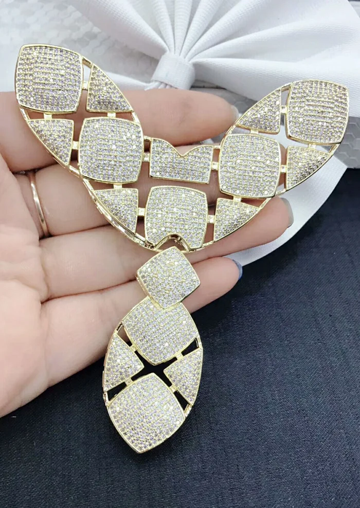 75X100mm gold plated connector cubic zircon Micro Pave necklace pendant Jewelry DIY