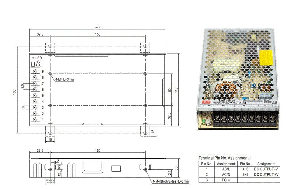 Meanwell LRS-200 импульсный источник питания 12 В 24 в 36 в 48 в 200 Вт МВт тайваньский бренд LRS-200-24