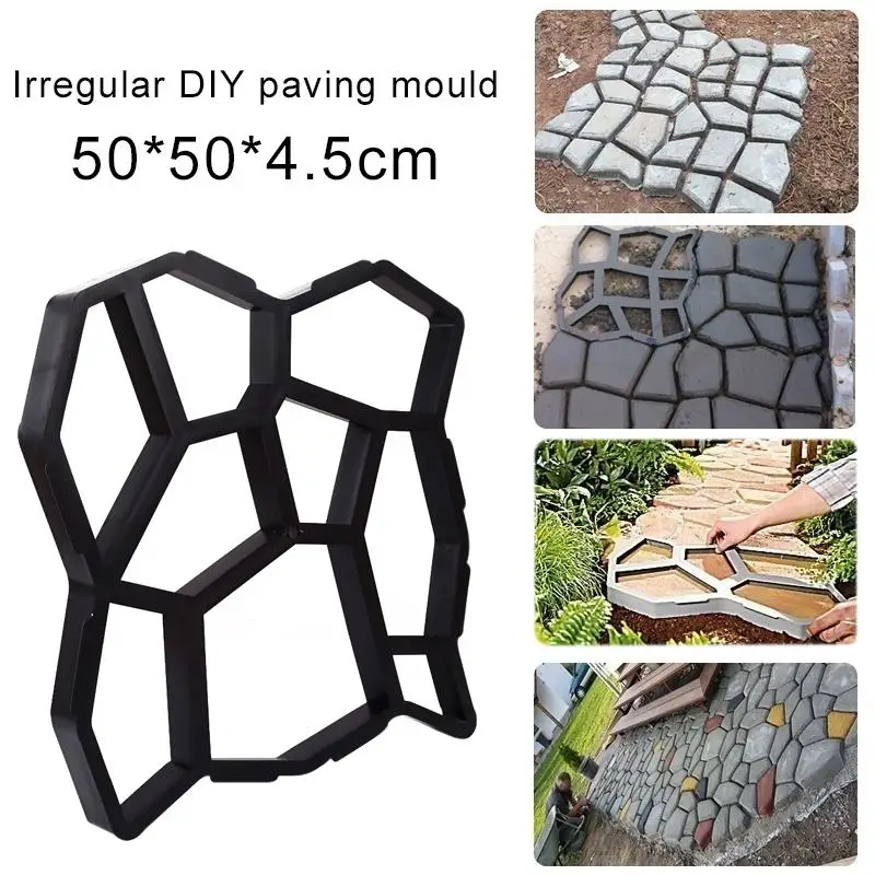 Durable 50*50 Concrete Mold Cement Pavement Stone Driveway Paving Sturdy Black DIY Stepping |