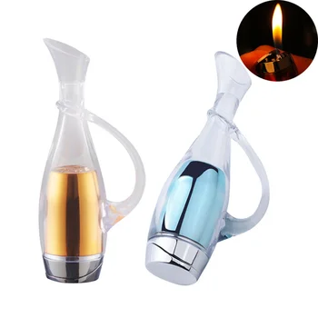 

100pcs/lot Decanter Shaped Inflatable Lighter Fashion Cigarette Metal Lighters Personality Creative Butane Gas Igniter