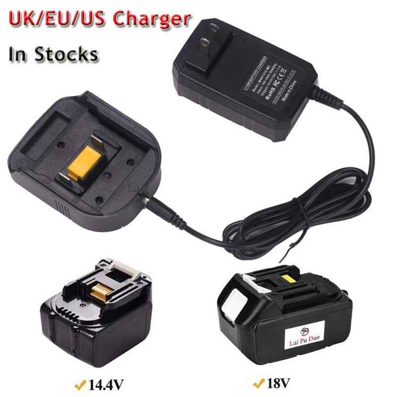 

Replacement Charger For Makita BL1430 BL1830 14.4V 18V Lithium Battery Charger UK/EU/US Version Compact Design easy to carry