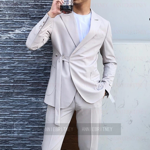 2022 New Light Blue Men Suits Tuxedo For Wedding 2 Pieces Business Peaked  Lapel Costume Homme Party veste homme mariage Blazers - AliExpress