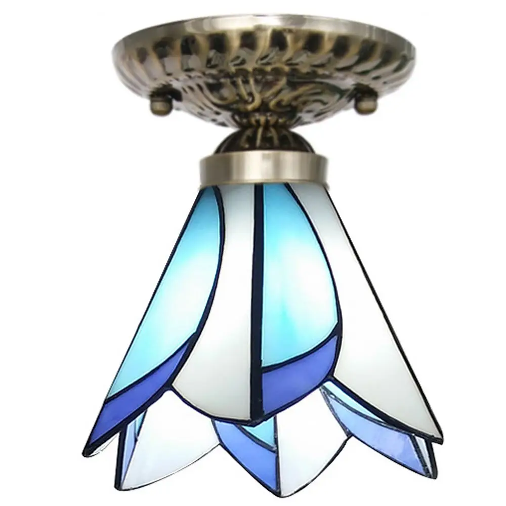 

Corridor Ceiling Light Tiffany Glass Shade Bedroom Ceiling Lamp Mediterranean European Balcony Hallway Porch Ceiling Fixture