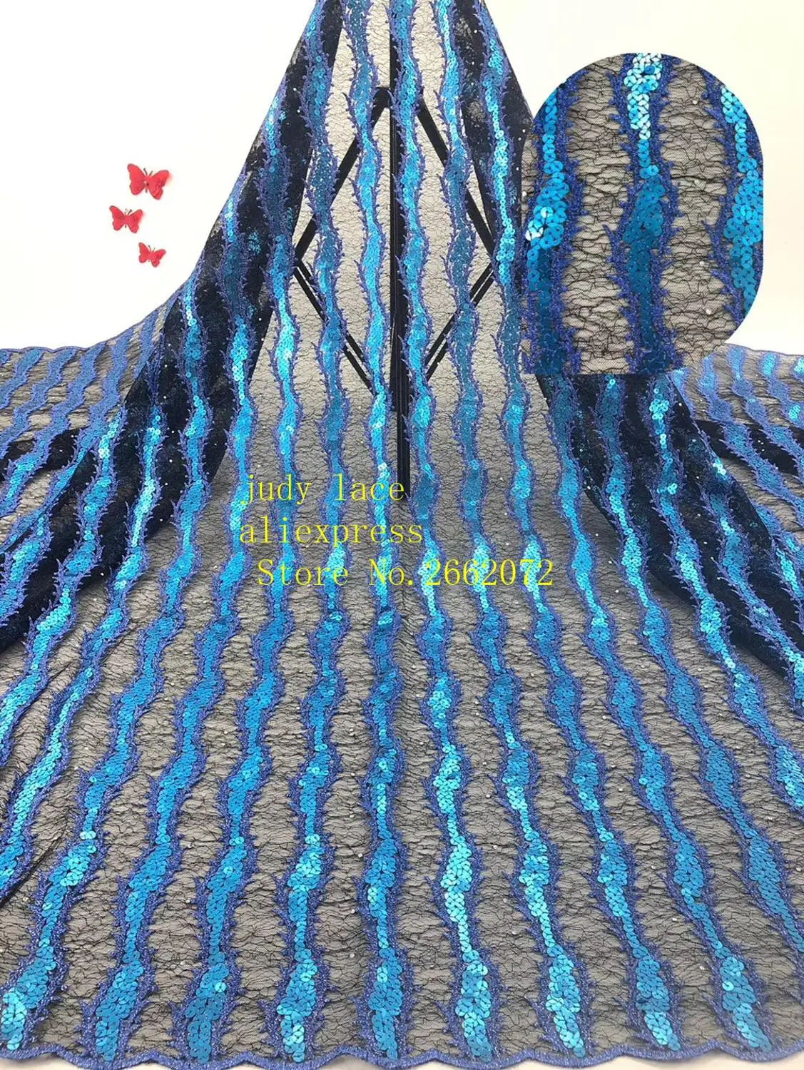 

7 color embroidery sequins hot drill stripe style fashionable European and American style fabric used for dress design RF101#