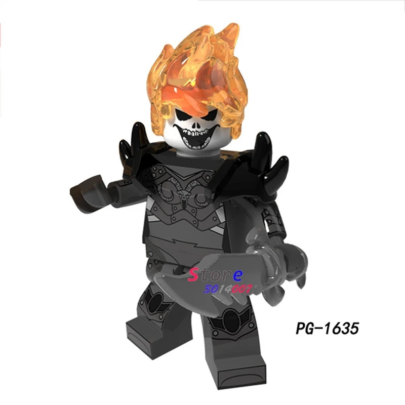 PG1635 Одинарный Железный человек Человек-паук Черная пантера Ulysses Klaw Ghost Rider красный череп Эверетт Роза строительные блоки игрушка для детей - Цвет: PG1635