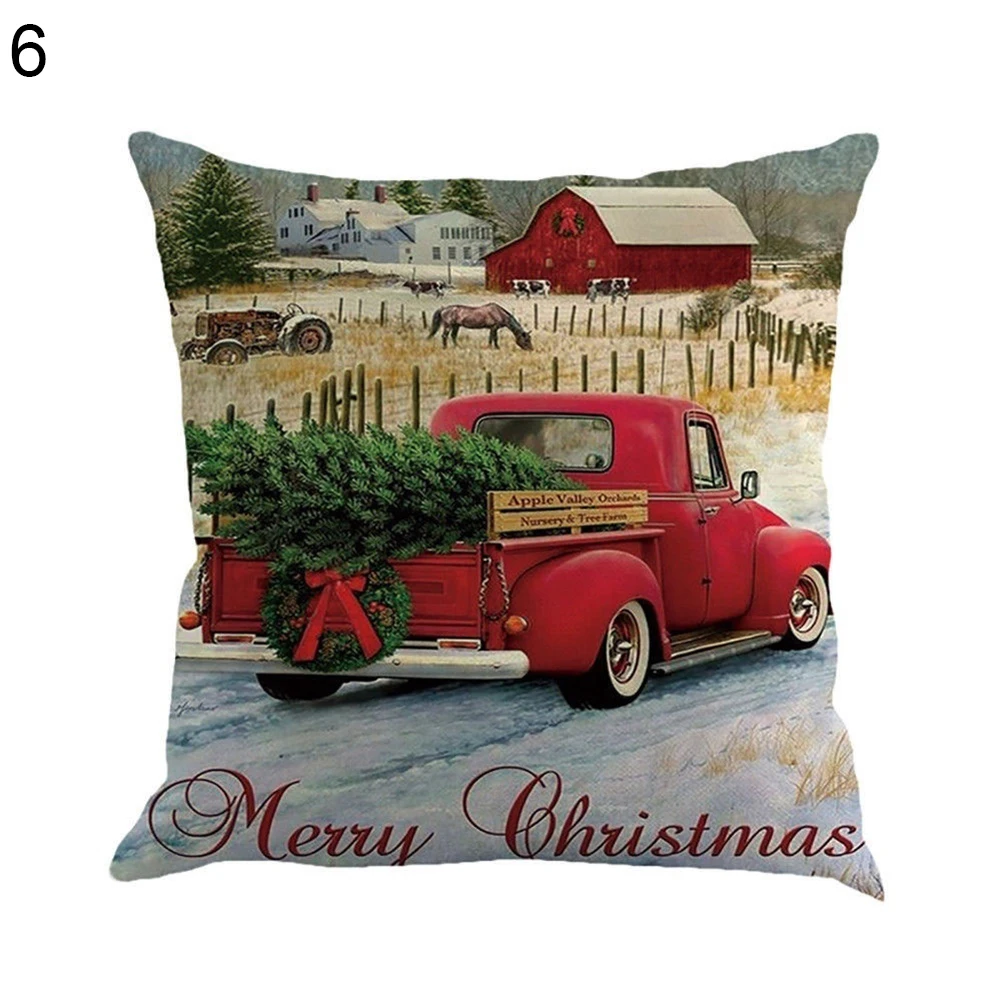 Наволочка 45 см x 45 см наволочки для декоративных подушек Рождественская елка автомобиль грузовик печать чехлы на подушки для гостиной спальни