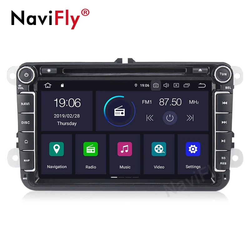 Top NaviFly IPS Screen DSP Android 9.0 Car Multimedia GPS Navigation For Skoda Seat Volkswagen VW Passat b7 POLO GOLF 5 6 Wifi Radio 2