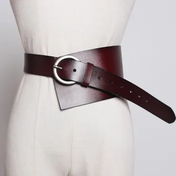 

EWQ 2020 New Spring And Summer Fashion Women Accessories PU Cowhide Metal Circle Wide Female Waist Belts All Match WC66303