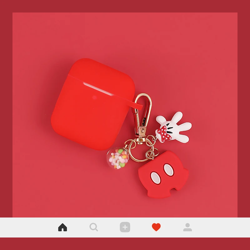 Для Apple Airpods чехол с Микки и мини Беспроводной Bluetooth защитный чехол для наушников с он имеет гладкую ощупь зарядным устройством Защитная крышка - Цвет: Красный