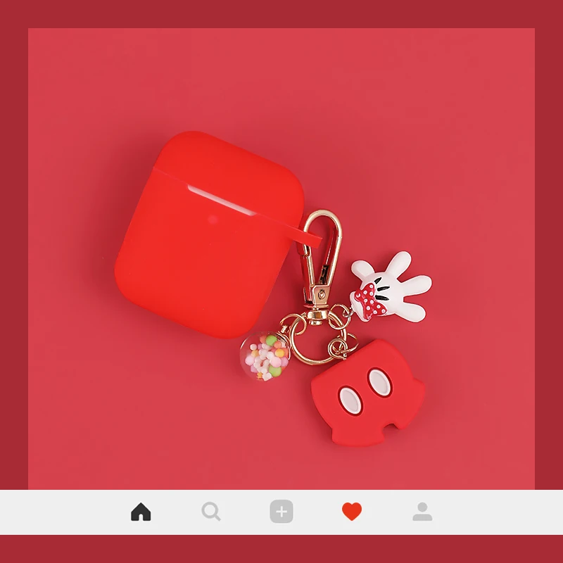 Красный Для Apple Airpods чехол с Микки и мини Беспроводной Bluetooth защитный чехол для наушников с он имеет гладкую ощупь зарядным устройством Защитная крышка - Цвет: Красный