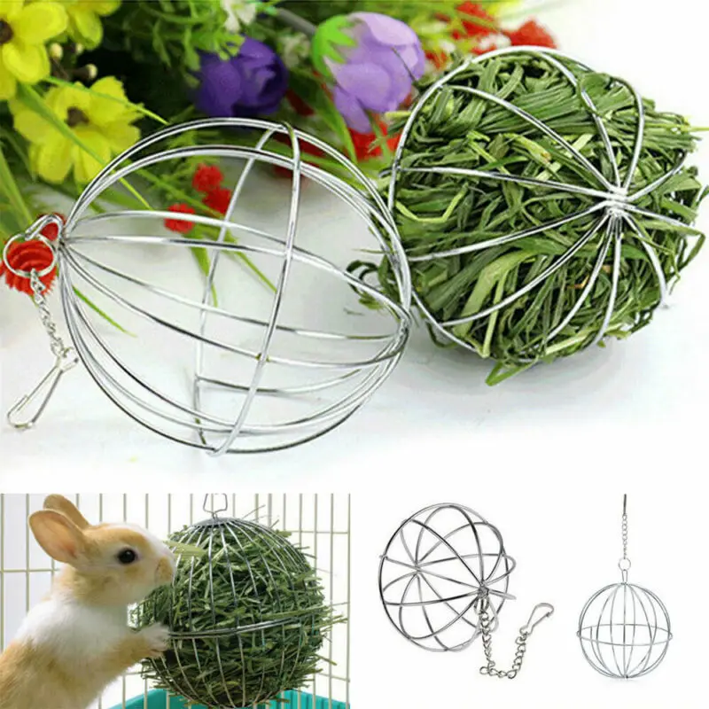 Dispense Pet-Hamster-Toys Hanging Hay-Ball Guinea-Pig Exercise Stainless-Steel Round
