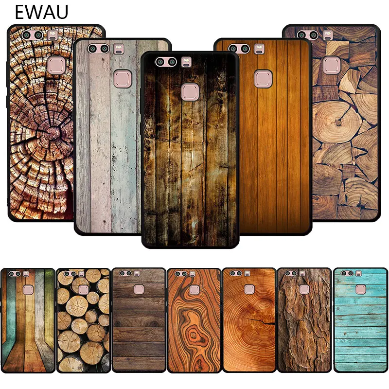 Чехол для телефона из мягкого ТПУ с деревянным лицевым покрытием EWAU Huawei P8 P9 P10 P20 P30