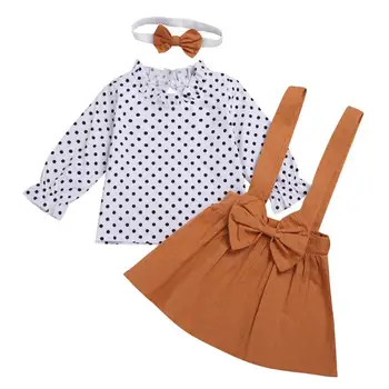

3pcs Suspender Skirts Outfits Moderate Elasticity and Thickness Casual Toddler Baby Girls Long Sleeve Blouse Tops