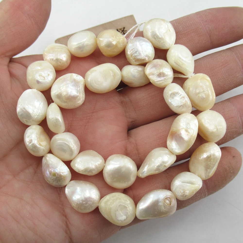 APDGG Wholesale 5 Strands Big Natural Tooth White Shell  Pearl Beads 15'' Loose Beads Jewelry Making DIY