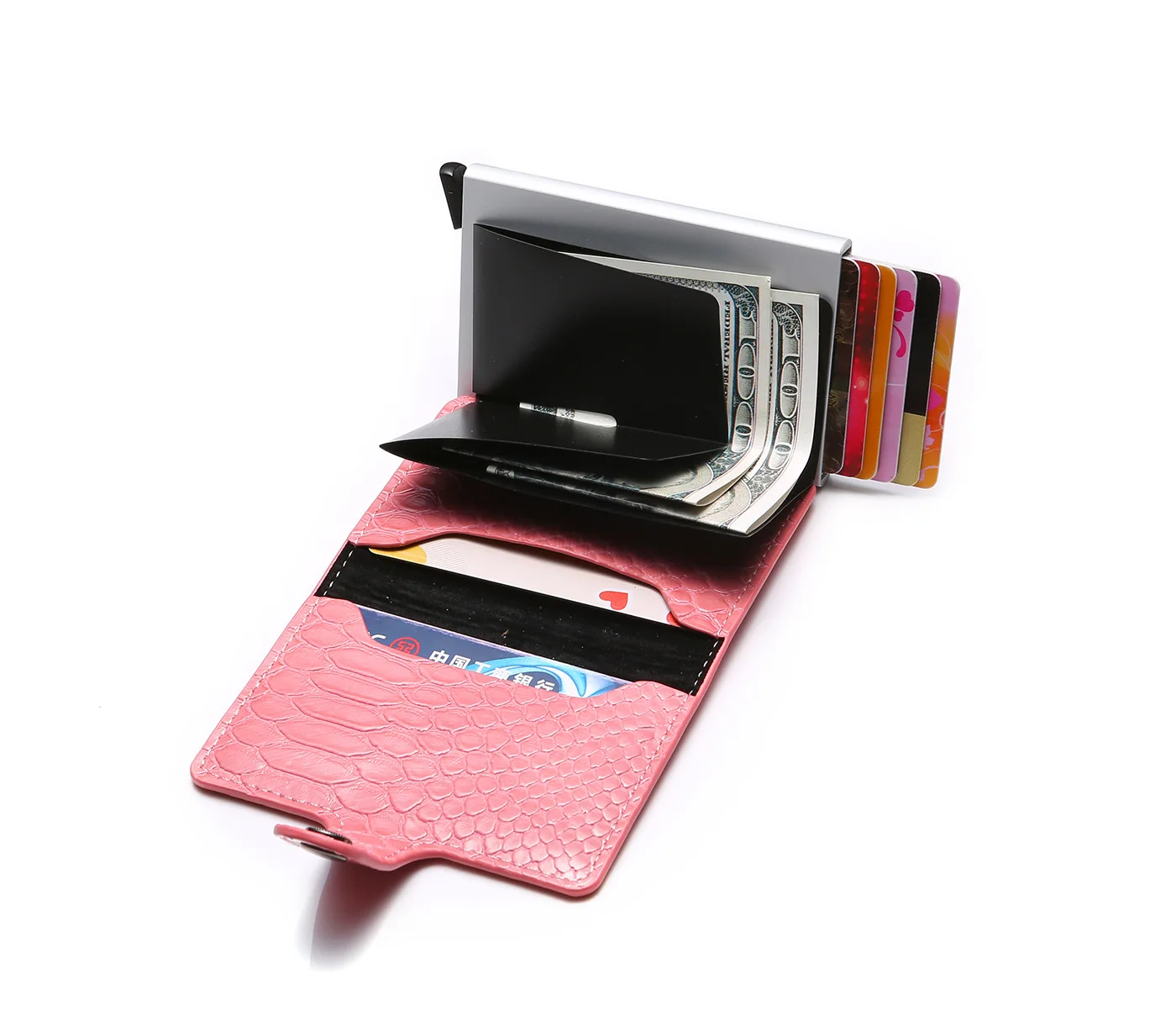 Rfid Блокировка id кредитный держатель для карт кошелек мужской Умный кошелек Алюминиевый металлический минималистичный кошелек Бизнес-держатель кредитной карты Carteira