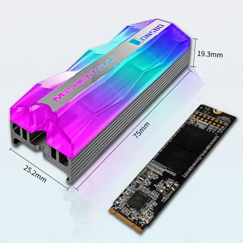 Jonsbo M.2 2280 радиатор SSD M.2-2 с цветным освещением твердотельный жесткий диск кулер вентилятор радиатора контактный теплоотвод