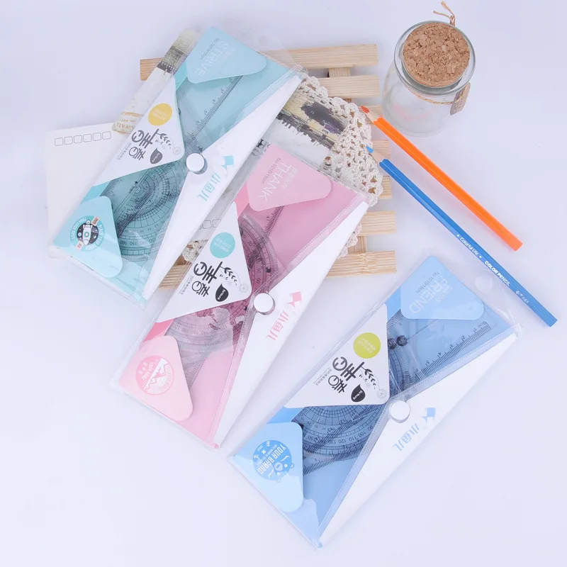 4 pcs/set Transparent Plastic Ruler Set Stationery For School Math Geometry Student Drawing Stationeries Office Supplies | Канцтовары