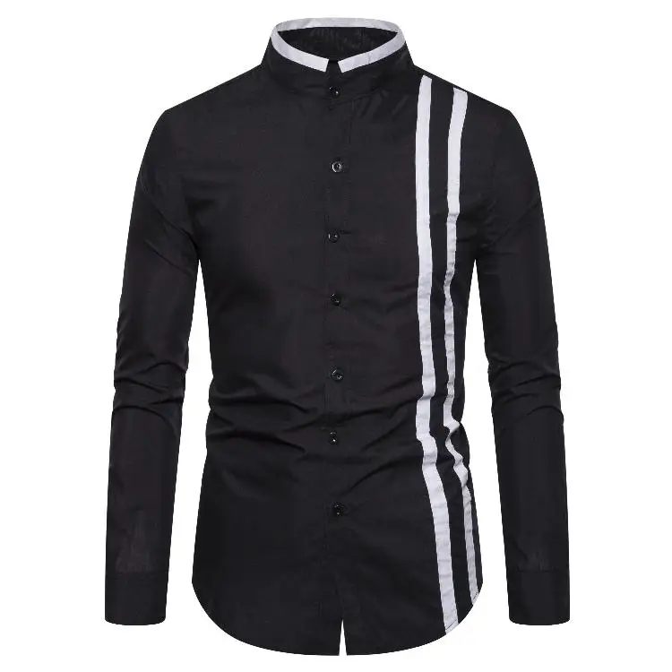 S-2XL, мужские рубашки, модные, черные, белые, одноцветные, в полоску, с длинным рукавом, мужские рубашки, Роскошные, для социальных вечеринок, одежда, уникальный дизайн